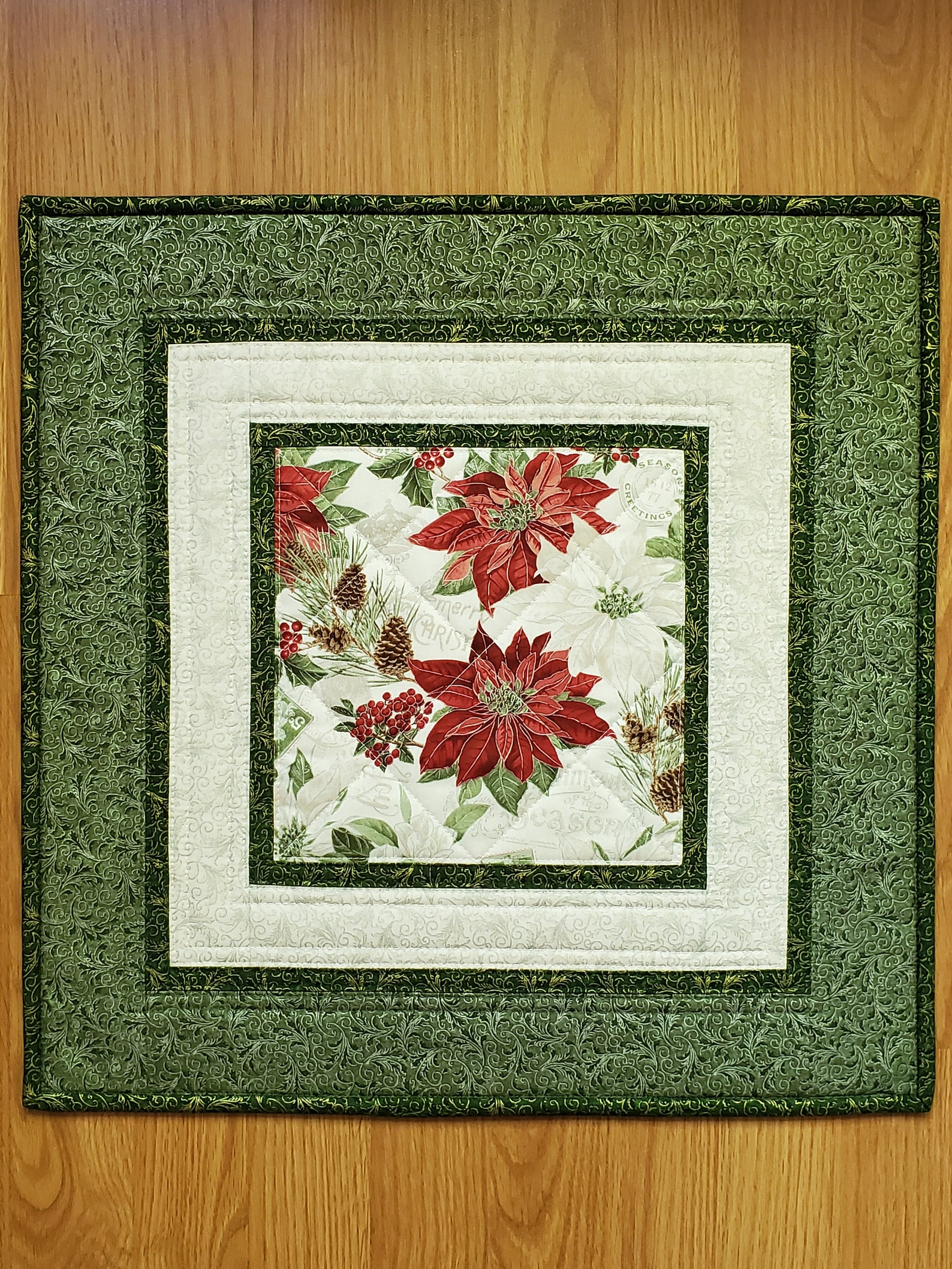 Quilted Table Topper 19.5 Square Christmas Table Etsy