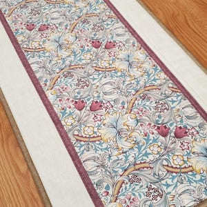 Quilted Vintage Style Table Runner, 42&quot; x 15&quot; Floral Table Runner, Spring Table Runner, Summer Table Runner, Handmade Table Quilt