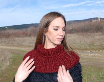 Hand knitted turtleneck scarf mohair polo shawl