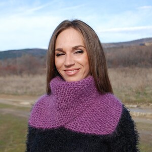 Hand knitte Mohair Chunky Scarf, Warm Fuzzy Fluffy Winter Infiniti Scarf