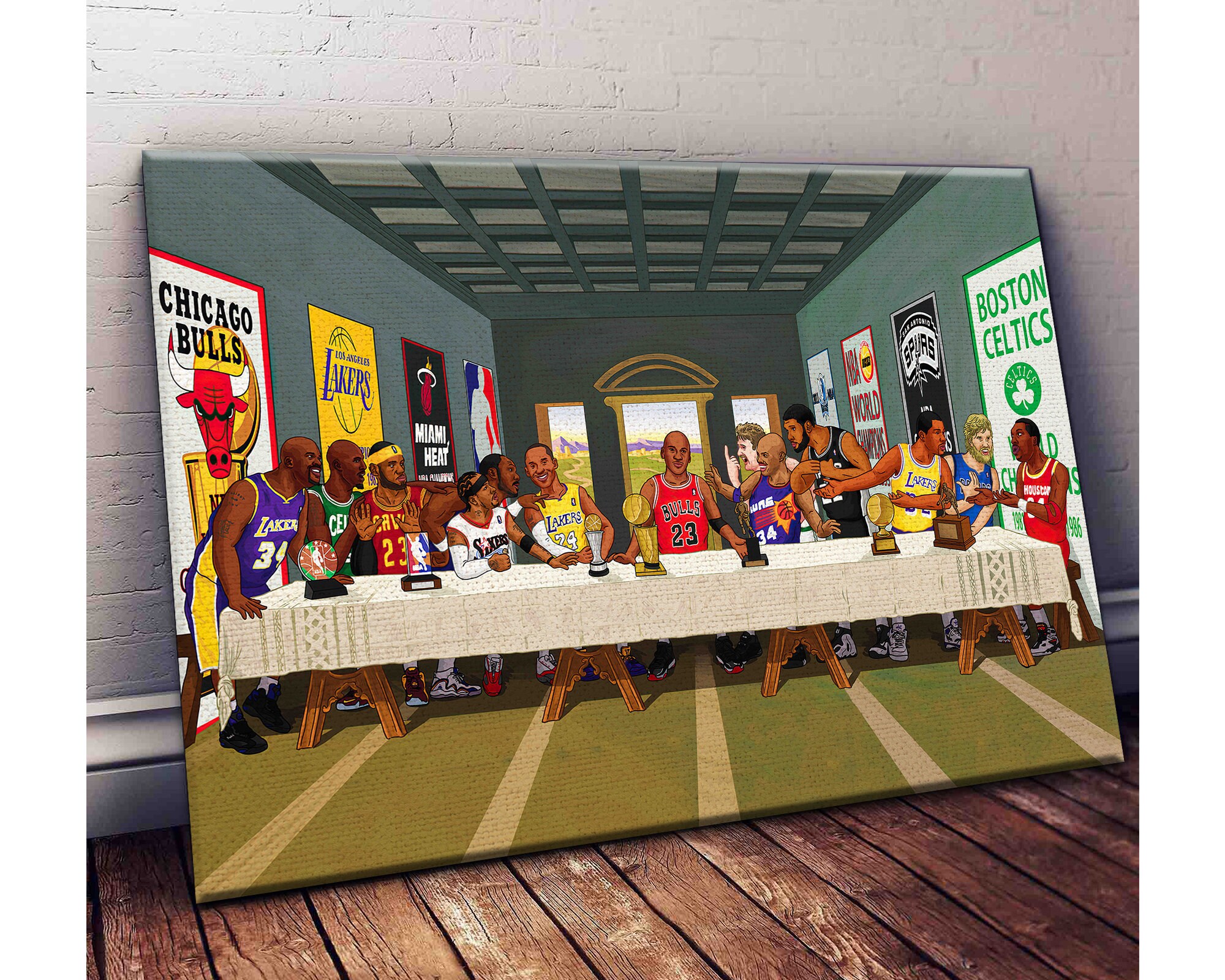 The Last Supper Basketball Canvas NBA Player Wall Art Etsy
