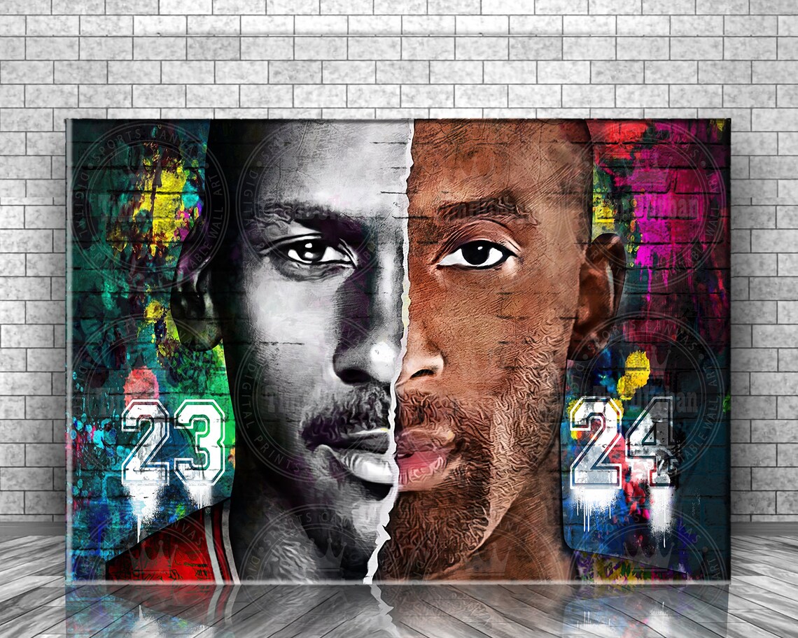 Kobe Bryant Michael Jordan Canvas NBA Wall Art Decor Etsy
