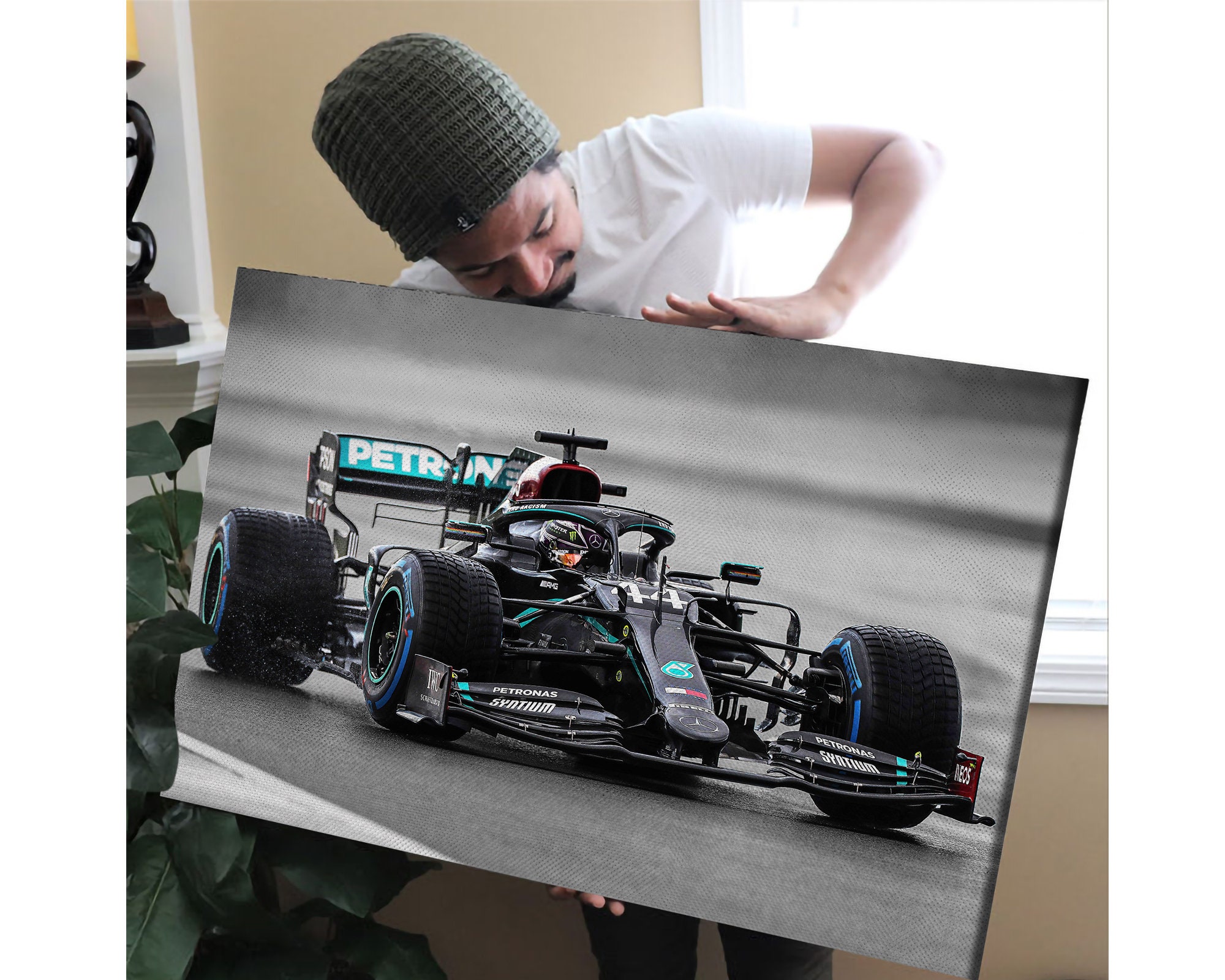 Formula 1 Canvas Lewis Hamilton Wall Art Mercedes Petronas Etsy