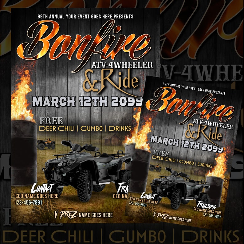 Editable Flyer Template Bonfire Corjl Design Campfire Invitation Event ...