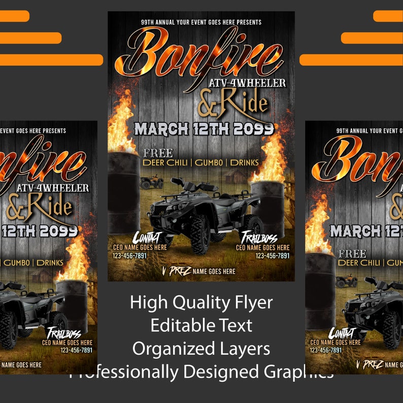 Editable Flyer Template Bonfire Corjl Design Campfire Invitation Event ...