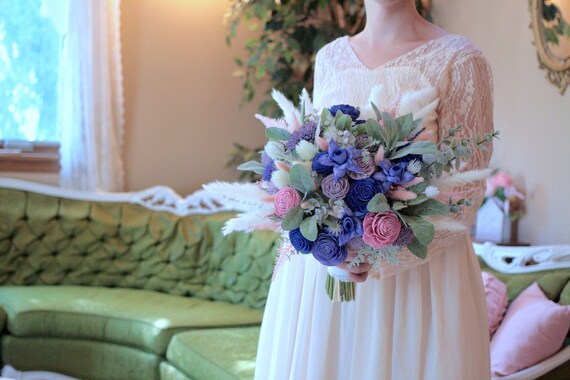 6 Pack Boho Dried Flower Bouquets – 15-17 Inch Large Dried Flowers For Wedding, Vase Decor, DIY Crafts & Bridesmaid Gifts