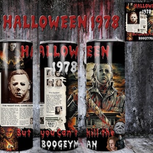 Halloween 1978 sublimacja chudy kubek PNG cyfrowy projekt do pobrania