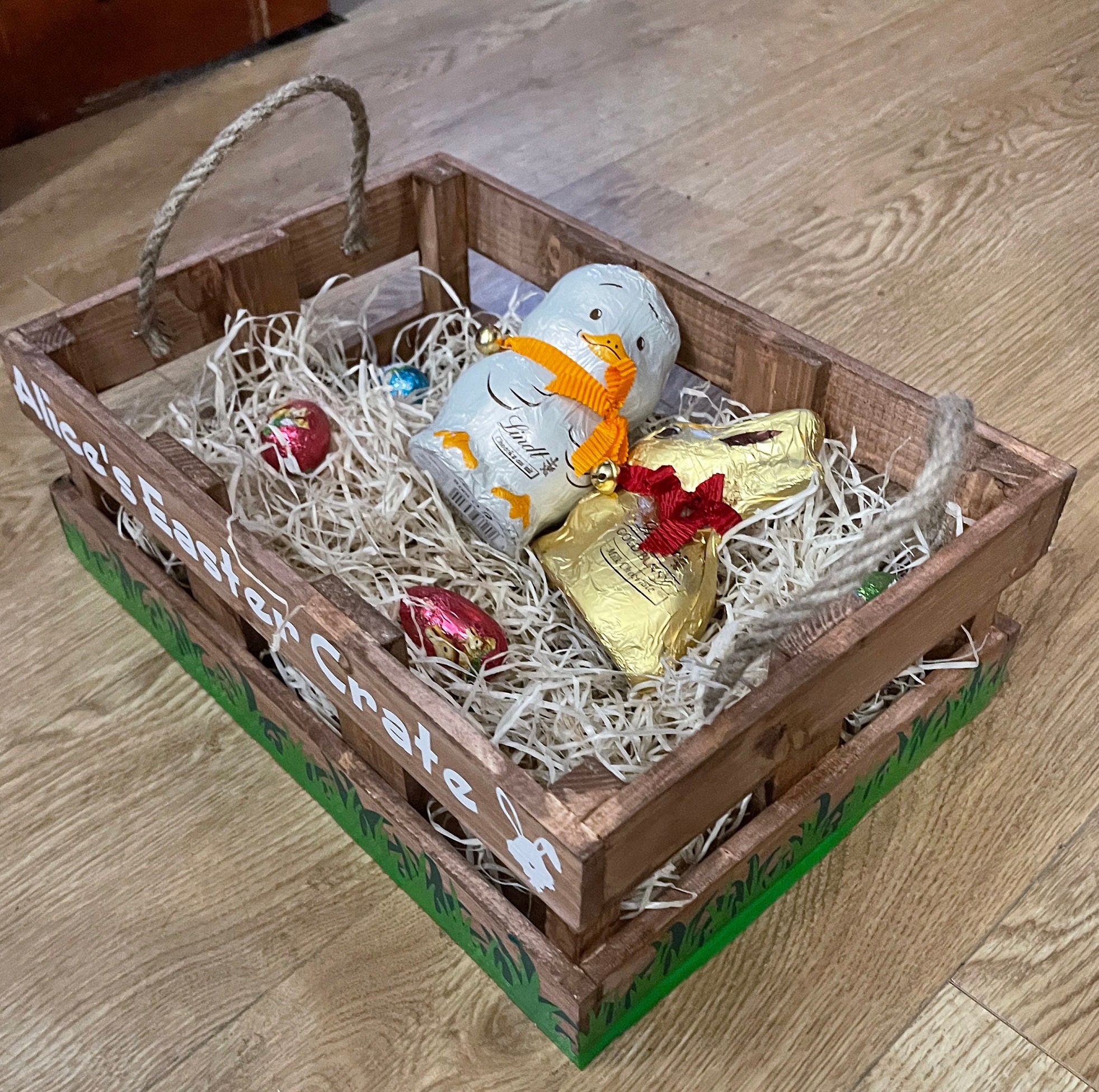 Personalised Easter Crate Basket children's Bunny egg Etsy