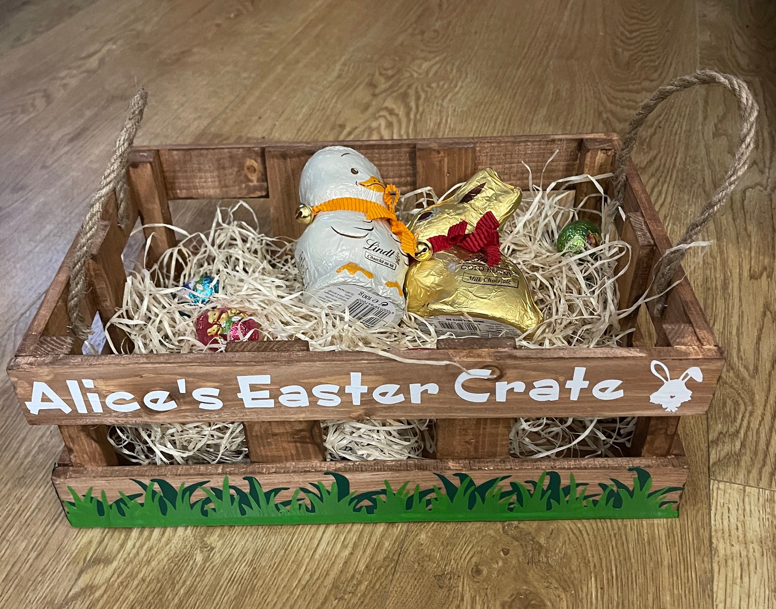 Personalised Easter Crate Basket children's Bunny egg Etsy