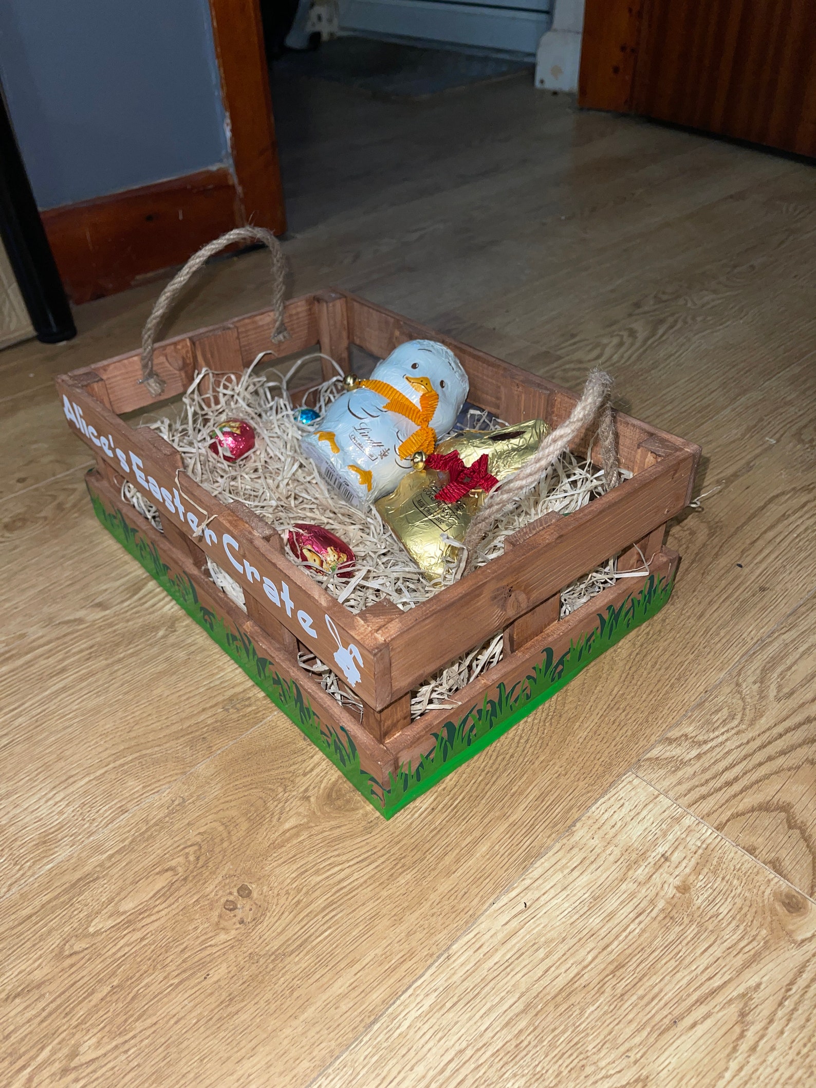 Personalised Easter Crate Basket children's Bunny egg Etsy