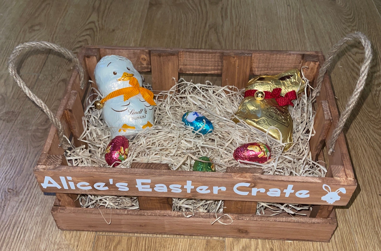 Personalised Easter Crate Basket children's Bunny egg Etsy