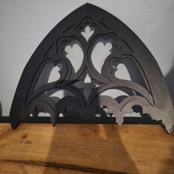 Gothic Black Tracery, Black Cathedral Window Decor, Macabre Home Accent, Dark Academia Style, Steampunk Wall Art, Victorian Gothic Design,