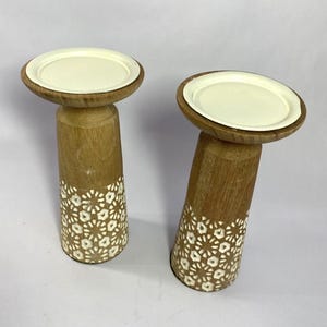 Wood Candle Holders (2)