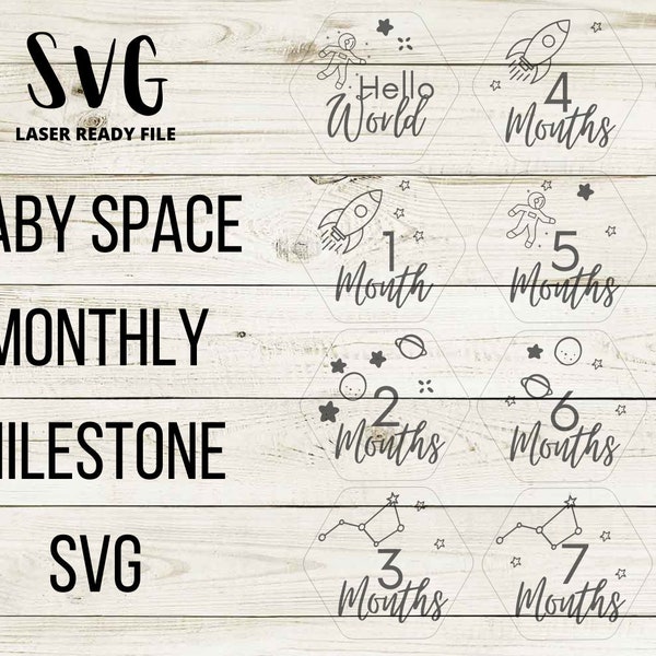 Space Baby Monthly Milestone Hexagon SVG File