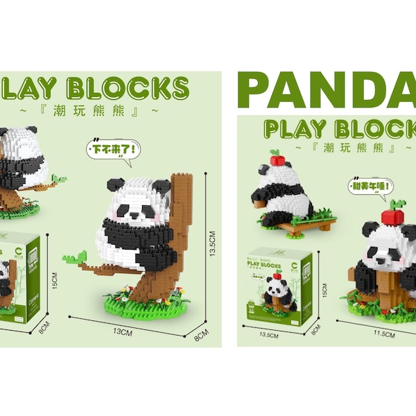 Panda DIY Mini Building Block Set - Panda On the Tree / Panda Afternoon Nap