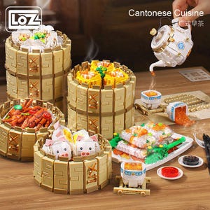 Dim Sum Series Building Blocks -  Shao Mai / Chinese Rice Dumplings / Lotus Leaf Sticky Rice with Chicken / Pig Custard Buns