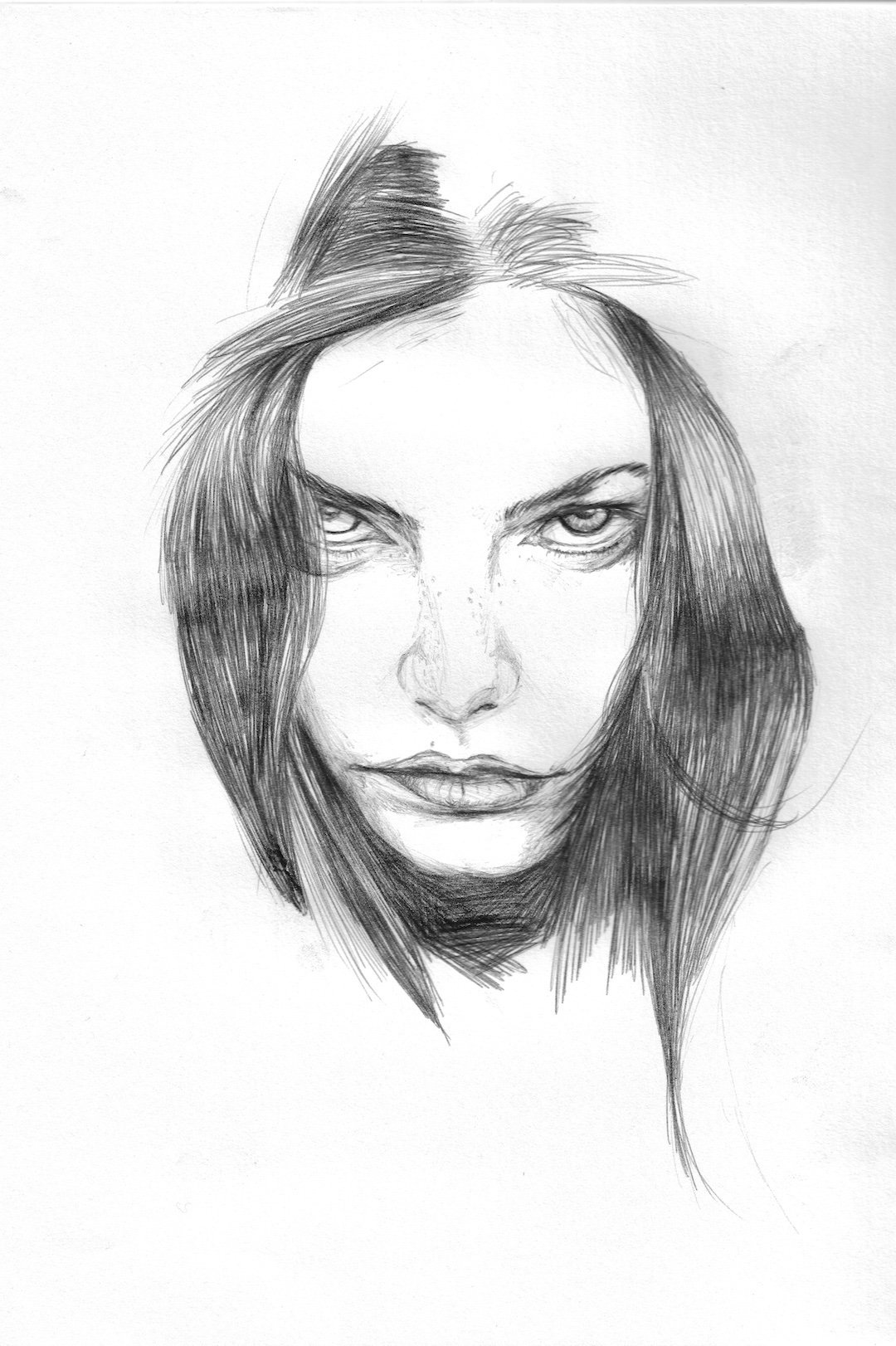 Art print Black and White Female Portrait Etsy