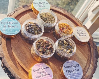 Herbal Tea Blends, Spiritual Tea, Magick Tea, Intention Herbs, Ritual Potion, Witchcraft, Love, Psychic, Happiness, Calming, Spell