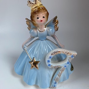 Josef Originals Birthday Angel Dolls Collection Age 9 Blue Dress Figurine, Made in Japan