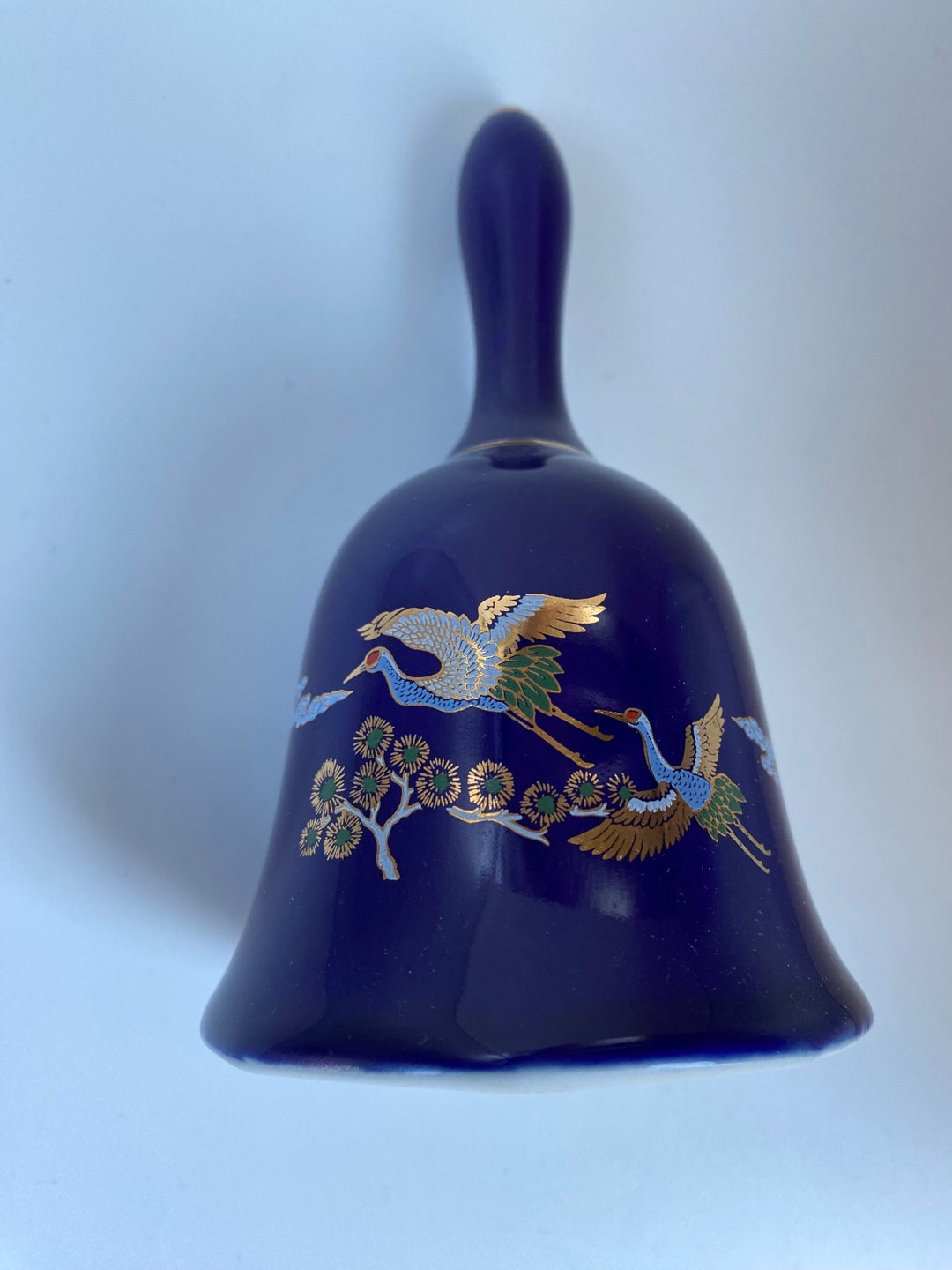 Vintage Price Cobalt Blue Cranes Bell 5.5 Tall Rare Etsy