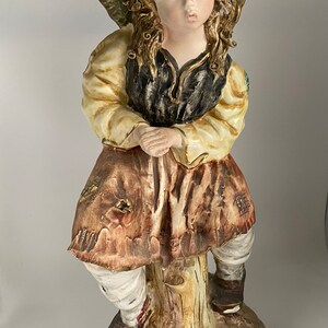 Vintage Large Sitting Girl Statue Figurine, Signed by The Artist, Made In Italy, 14” Tall, Very Rare