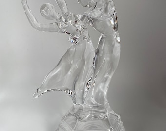 Royal Crystal Rock 24% Lead Crystal Dancing Couple Ballerinas Figurine Statue Home Decor, 11” Tall, Made in Italy, Rare