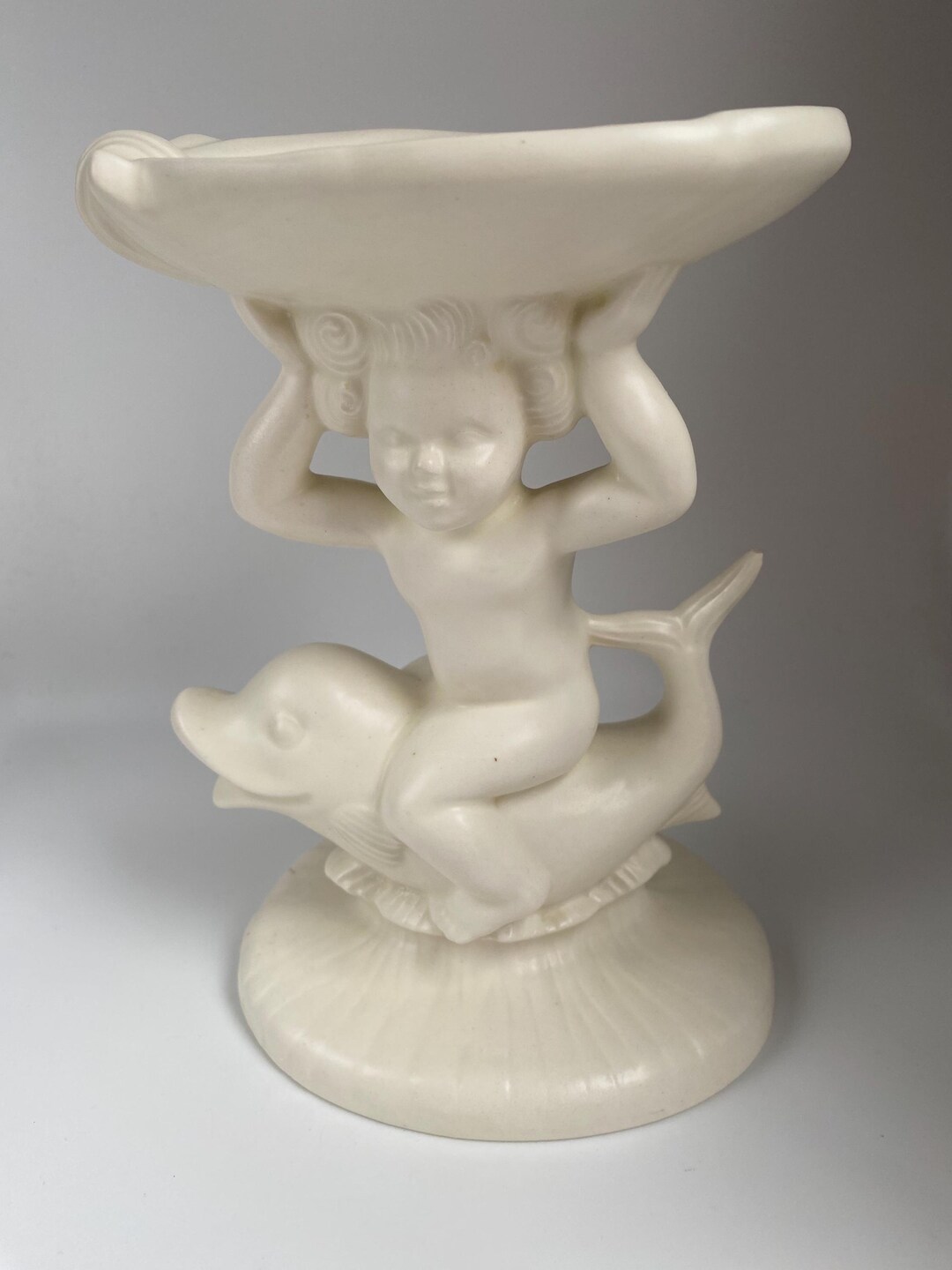 Mid-century Holland Mold Angel Cherub Riding Dolphin Soap Dish, 7.5 ...