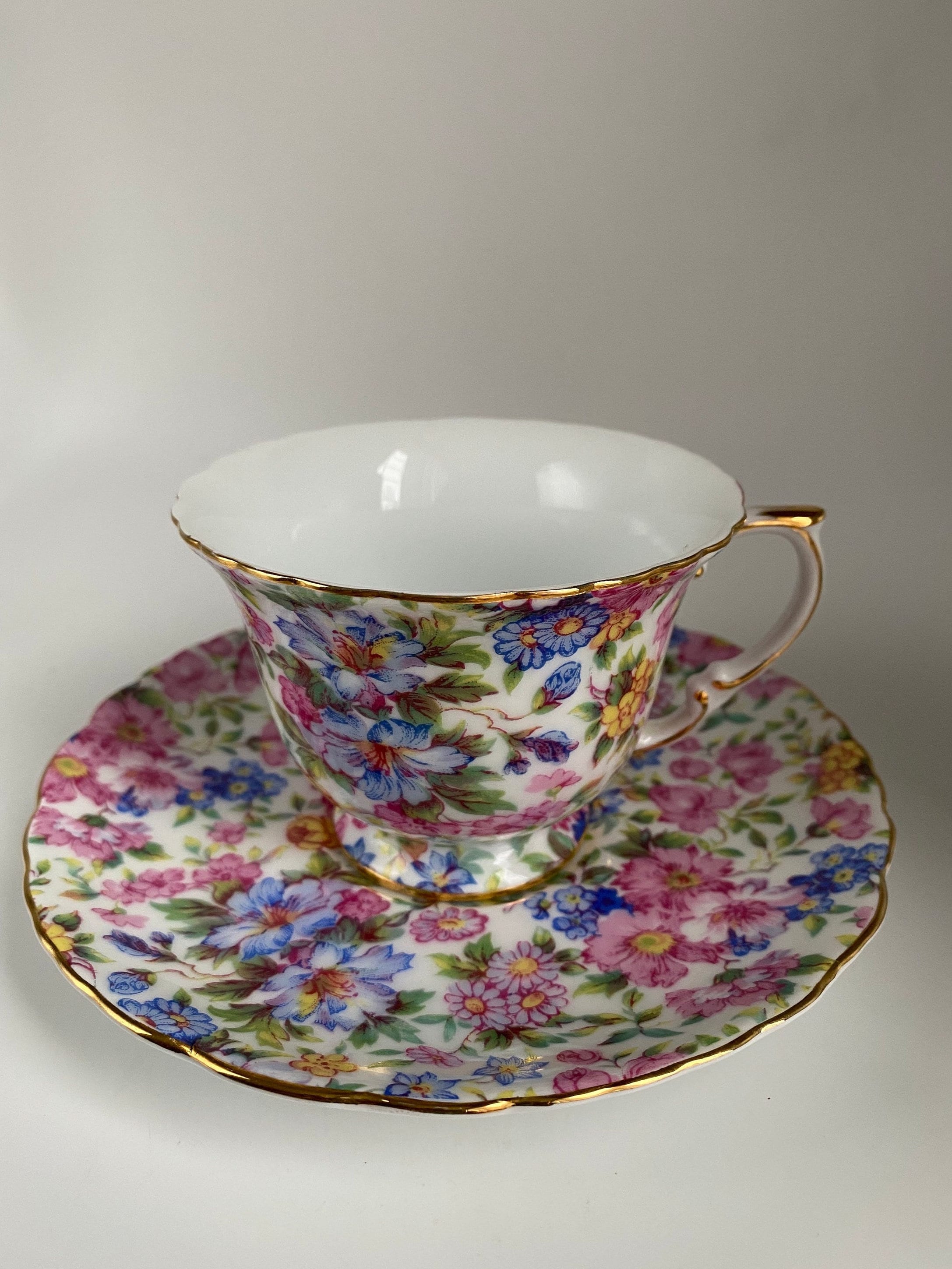Vintage Ornamental Collectibles Floral Tea Cup and Saucer, Spring ...