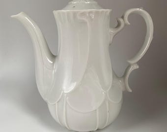 Vintage White Porcelain or Ironstone Teapot, 7” Tall With Lid, Very Rare, Read Description