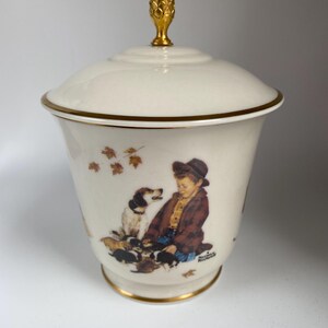 Norman Rockwell A Boy And His Dog Sugar Bowl With Lid by Gorham From The Four Seasons Series Of 1958, 7” With The Lid, Rare