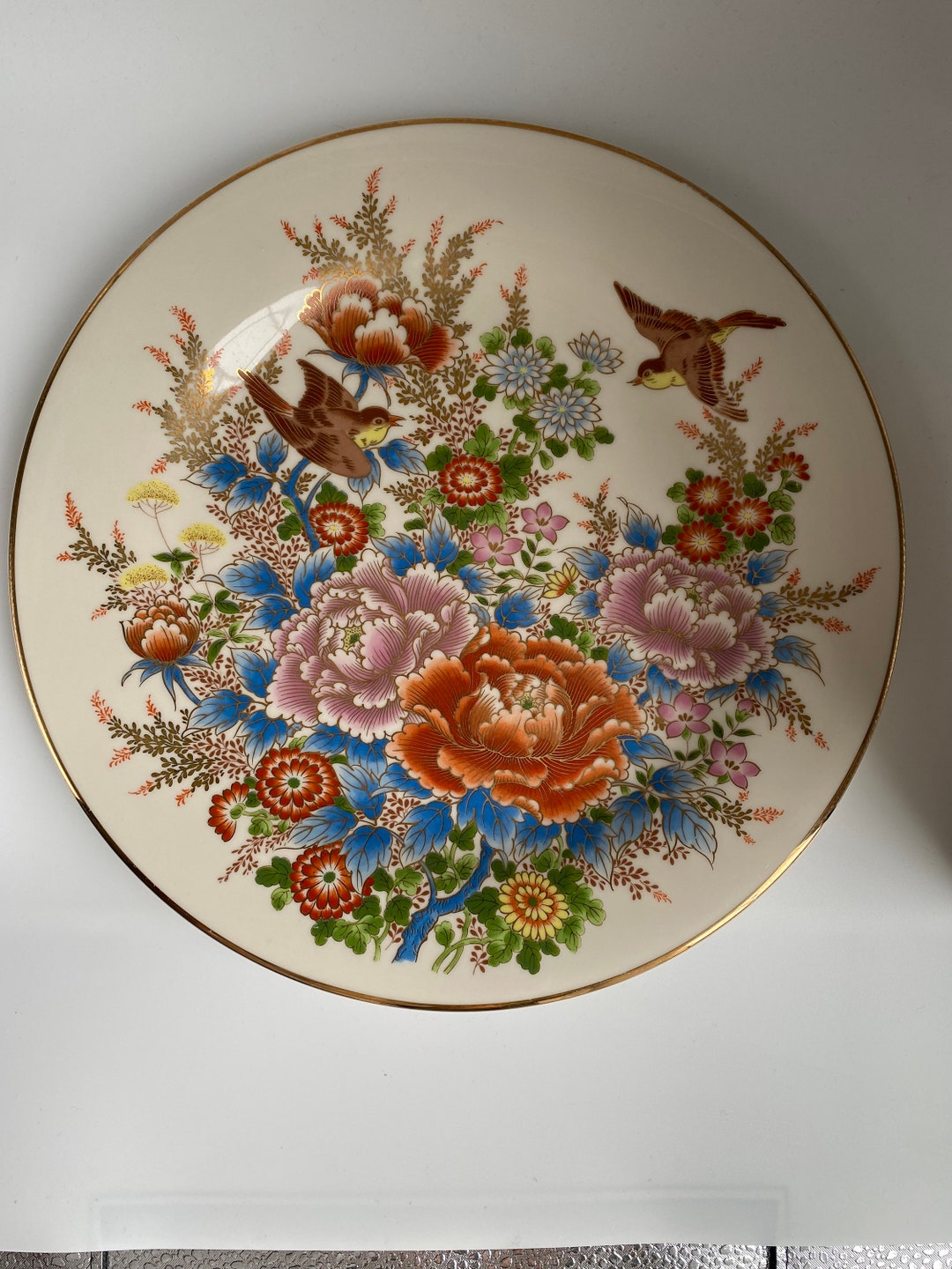 San Francisco Fred Roberts Co. Floral With Birds Plate, 10.75, Made in