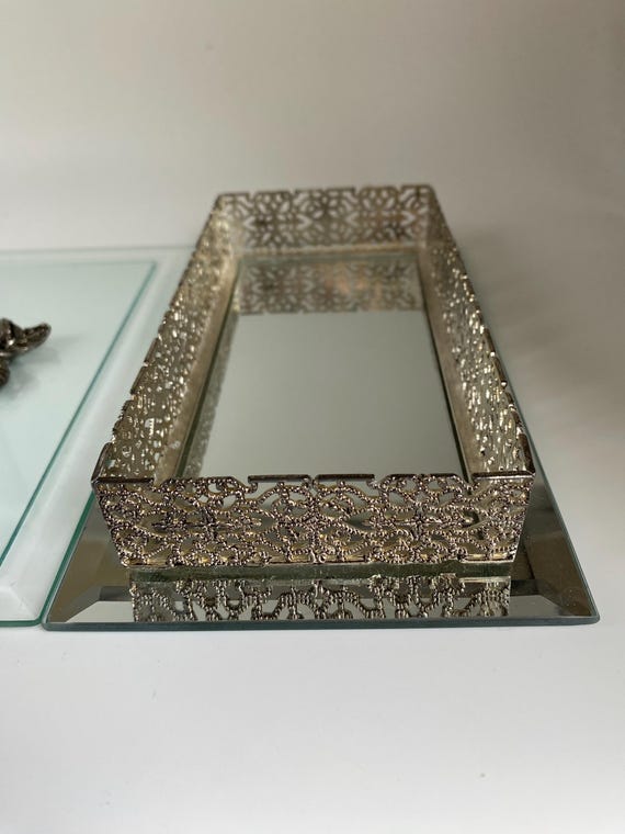 Vintage Studio Silversmiths Filigree Mirrored Jew… - image 9