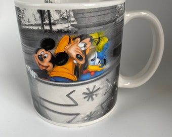 Disney Theme Parks Authentic Original Coffee Mug, Mickey Mouse Coffee Mug, Mickey Mouse And Friends Riding A Car Mug, 4.5”, Very Rare