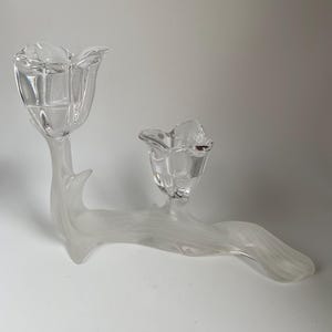 Mikasa Crystal Spring Aria Two Arms Tulips Candle Holder Home Decor, 5.25&quot; Tall