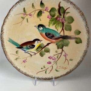 Vintage Enesco Japan Bird Wall Plate, Hand Painted, Signed by S. Tahagi, 8 1/4”, Read Description