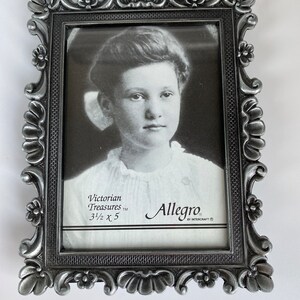 Vintage Victorian Treasures Allegro Metal Photo Frame For 3.5”x5” Photos, Pewter Ornate Photo Frame Home Decor, Rare