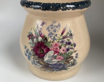 Home & Garden Party Stoneware Floral Candle Holder Votive / Wax Warmer Home Decor, 4” Tall