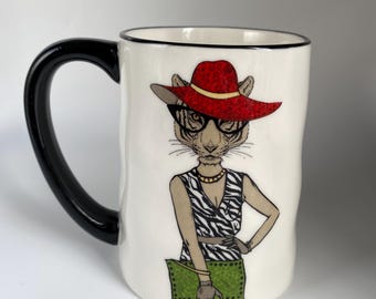 Uncommon Goods | Catitude Mug | Cat Mug Fashionista Hipster Classy Cat Mug main image 2
