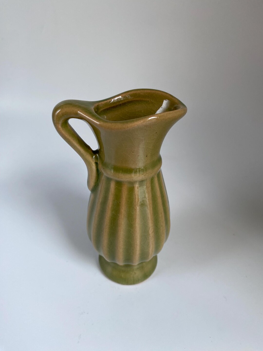 Stangl 1930’s Miniature Vase, Ribbed Green Mini - Pitcher Bud Vase ...