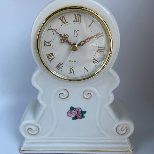 Vintage Floral Desk Clock Etsy