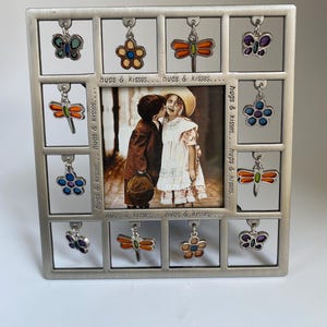 Very Cute Mini Pewter Metal Photo Frame With Butterflies and Flowers For 3.5”x3.5” Photos