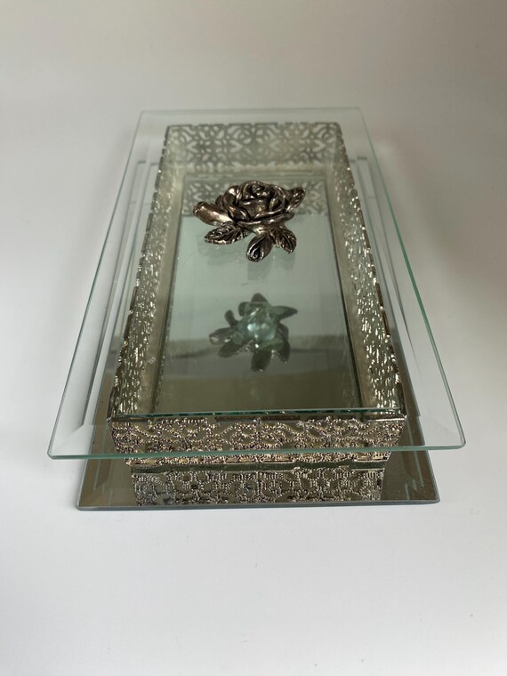 Vintage Studio Silversmiths Filigree Mirrored Jew… - image 2