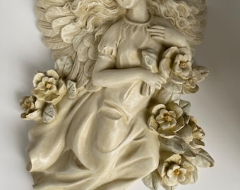 Vintage WMG Angel Wall Hanging Flower Planter Pocket / Vase, 8.75” Tall, Very Rare, READ Description