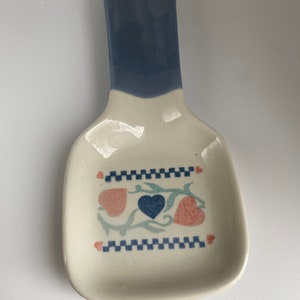 Vintage Heart Pattern Spoon Rest, 9” Long
