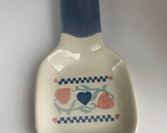 Vintage Heart Pattern Spoon Rest, 9” Long