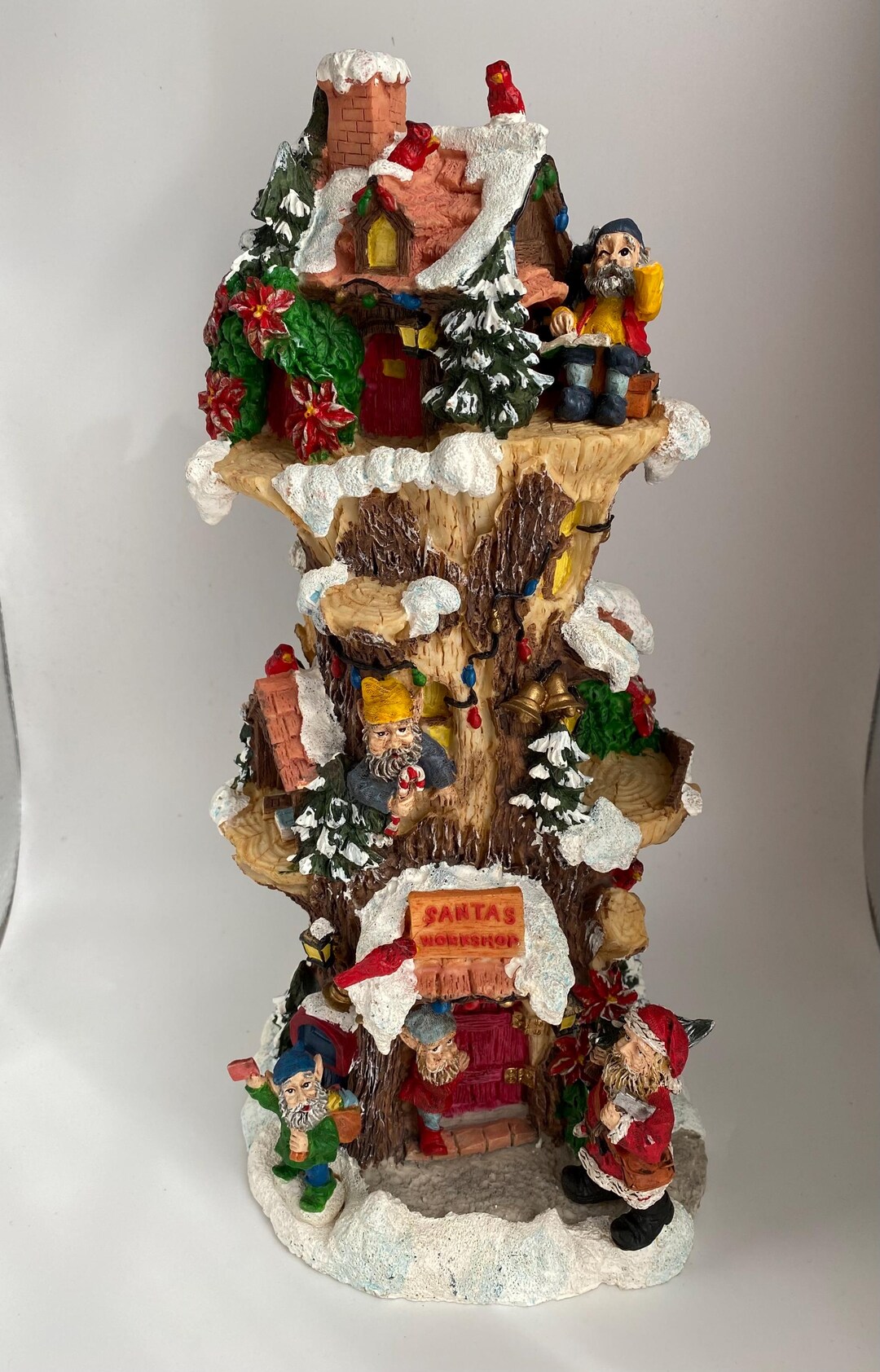 Santa’s Workshop Tree House Music Box Christmas Home Decor, 12” Tall ...