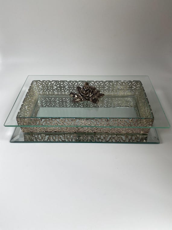 Vintage Studio Silversmiths Filigree Mirrored Jew… - image 1