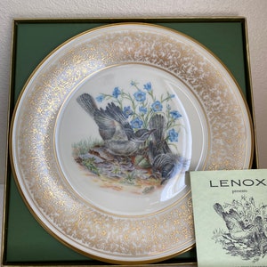 Lenox Boehm Birds Collection Mockingbirds Plate by Edward Marshall Boehm Design, 10.5”, 1978
