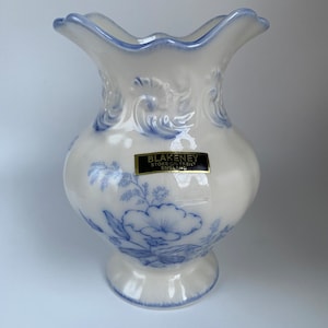Vintage Blakeney Staffordshire Ironstone Vase, Blue Floral Vase, Home Decor, 5.5”, Made in England, Hard To Find Item