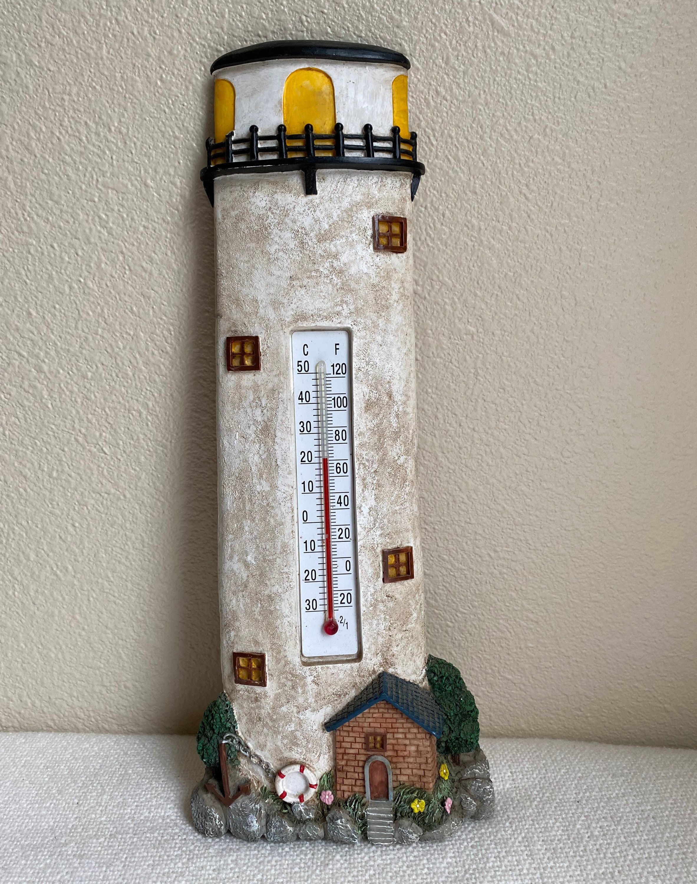 27cm WOODEN THERMOMETER Indoor Outdoor Glass Wall Hanging Room